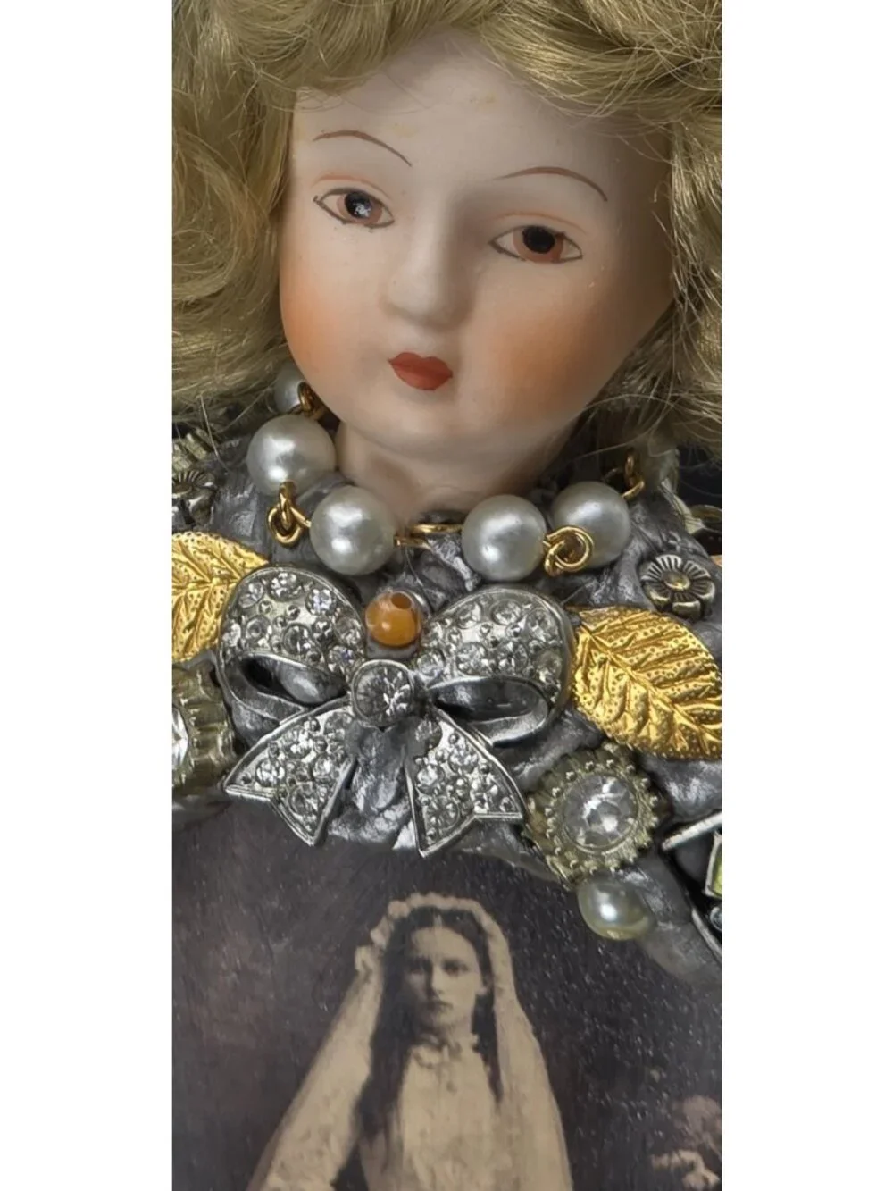 OOAK Victorian Mourning Bride Art Doll Mixed Media Assemblage Gothic Decor 10
